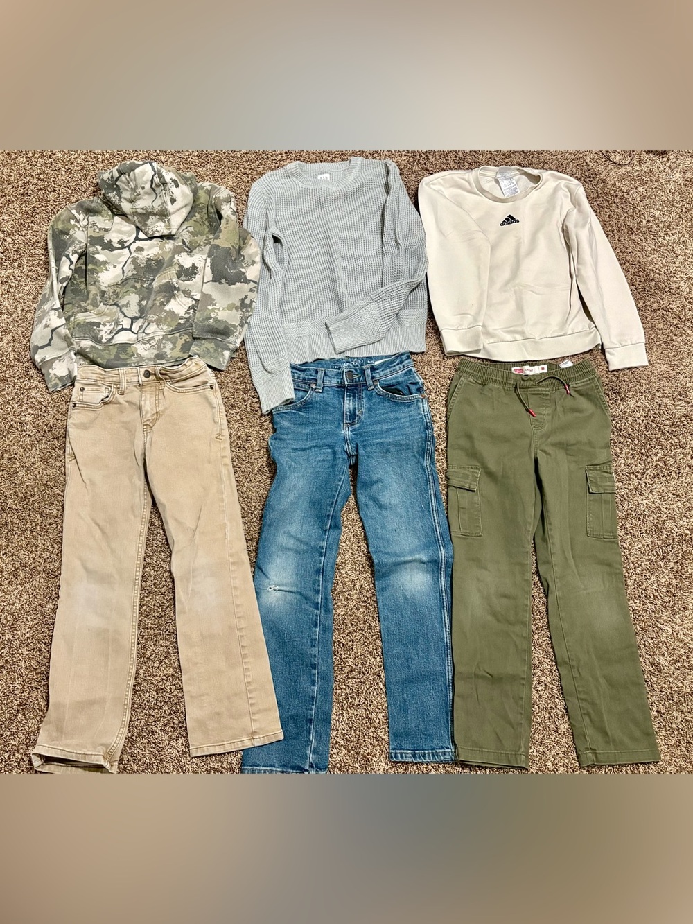 Boys Size 8/9 Name Brand Clothing Bundle Levi’s Wrangler Adidas Gap